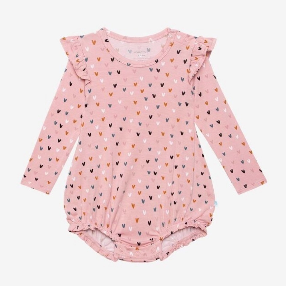 Posh Peanut Cassidy Long Sleeve Ruffled Bubble Romper